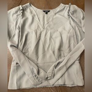 Express Women's Gray V-Neck Blouse
